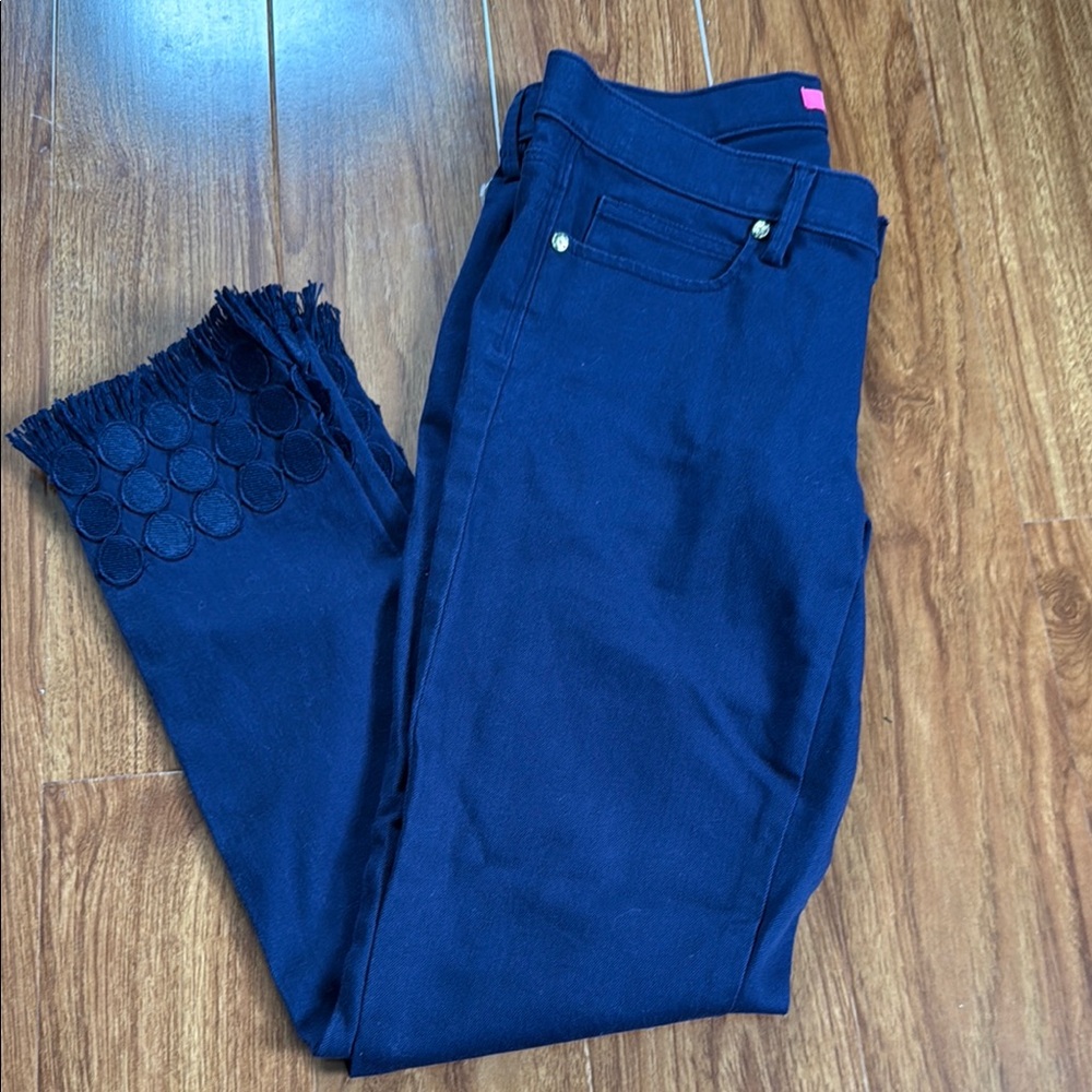Lilly Pulitzer Navy Blue Fringed Jeans